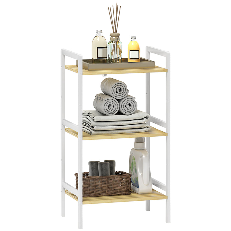 Three Tier Bamboo Storage Shelf Adjustable Freestanding Unit for Home or Office by Homcom