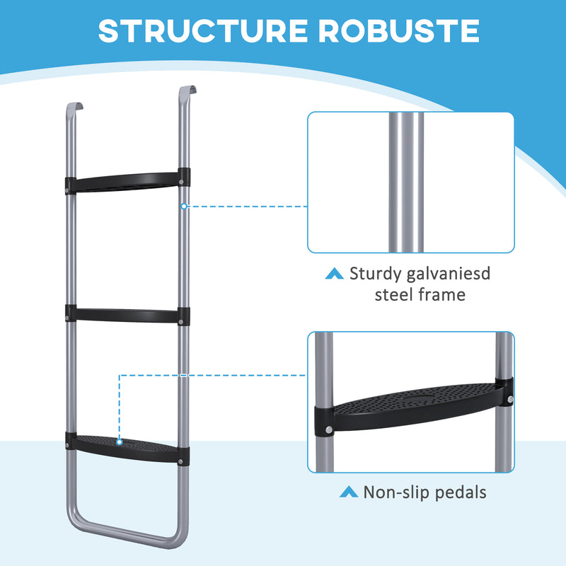 Galvanised Steel Trampoline Ladder 2 or 3 Steps Outdoor Accessory for 6ft to 16ft Trampolines by SPORTNOW AOSOM