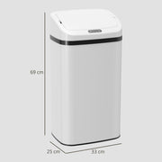 Sensor Kitchen Bin 48L Hands Free Waste Disposal with Soft Close Lid White Homcom