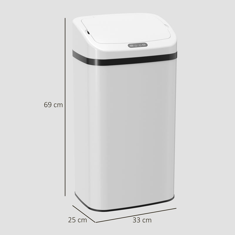 Sensor Kitchen Bin 48L Hands Free Waste Disposal with Soft Close Lid White Homcom