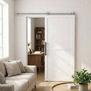 Sliding Door Hardware Kit for Quiet Wood Door Fitting Stainless Steel Silver AOSOM