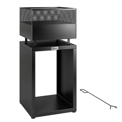 Garden Fire Pit with Log Storage for Tidy and Warm Evenings Outdoors Black Outsunny