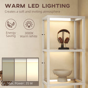 LED Floor Lamp with 4 Glass Shelves Dimmable Light Ideal for Living Room or Office Oak