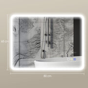 Backlit LED Bathroom Mirror 60 x 80 cm with Bluetooth and Demister in Silver Tone