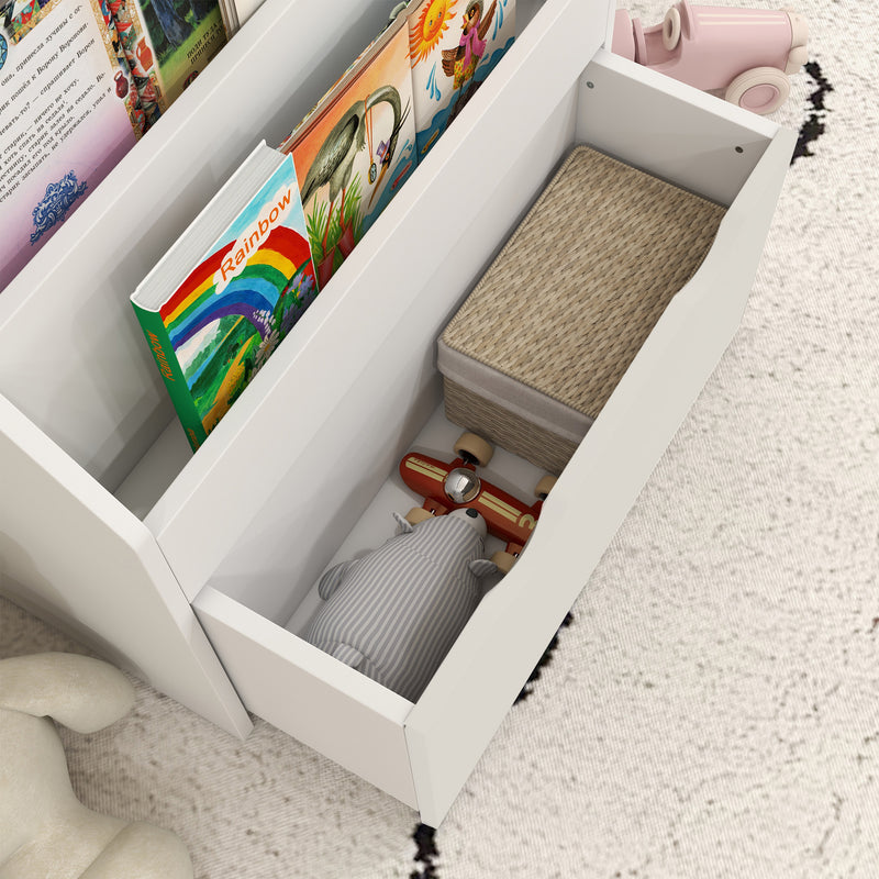 Kids Bookcase with Shelves and Drawer for Bedroom or Playroom Storage White AOSOM