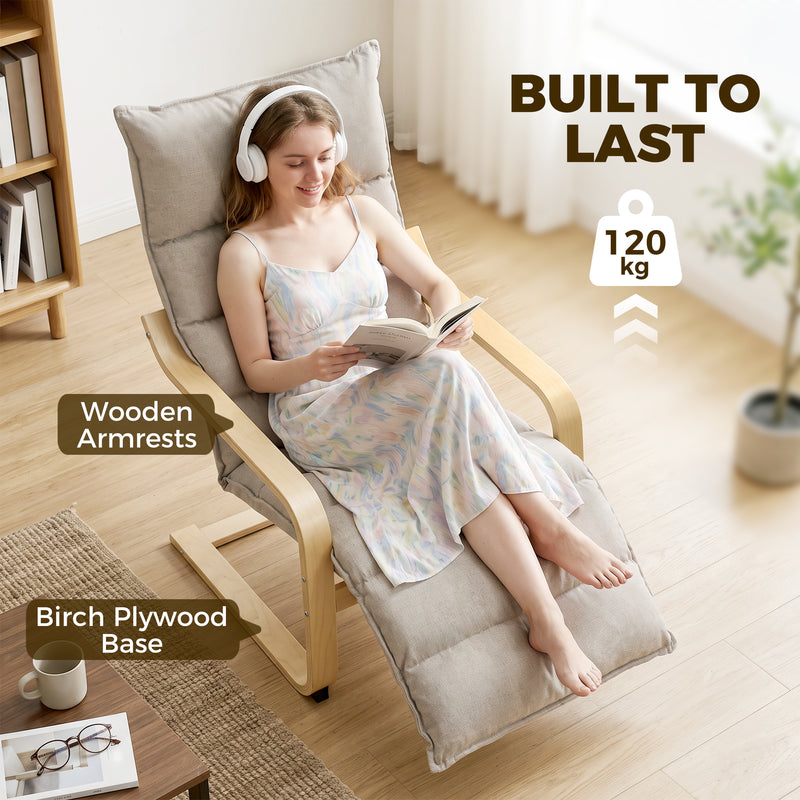 Recliner Armchair with Adjustable Footrest and Rocking Motion for Relaxing at Home Light Brown