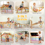 9 in 1 Toddler Climbing Frame With Slide Ramp Ladder and Blackboard For Indoor Play Grey AOSOM