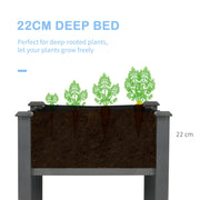 Outsunny Raised Bed for Garden, Wooden Elevated Planter Box with Bed Liner, for Flower Vegetable Herb, Dark Grey AOSOM