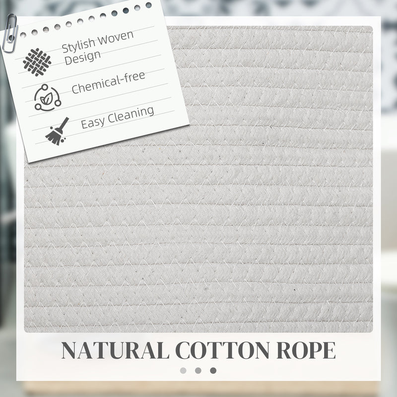 88L Cotton Rope Laundry Basket With Carry Handles For Clothes Storage, Cream White