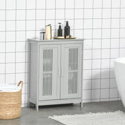 Modern Freestanding Bathroom Storage Cabinet With Shelves And Cupboard, Grey