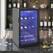 Wine Cooler for 24 Bottles with Double-Glass Door and Quiet Operation Black Homcom