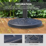 12kg Round Garden Parasol Base Bronze Outdoor Umbrella Stand for 38mm 48mm Poles by Outsunny