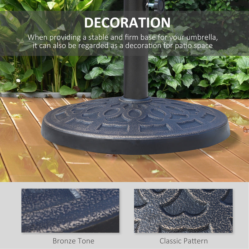 12kg Round Garden Parasol Base Bronze Outdoor Umbrella Stand for 38mm 48mm Poles by Outsunny