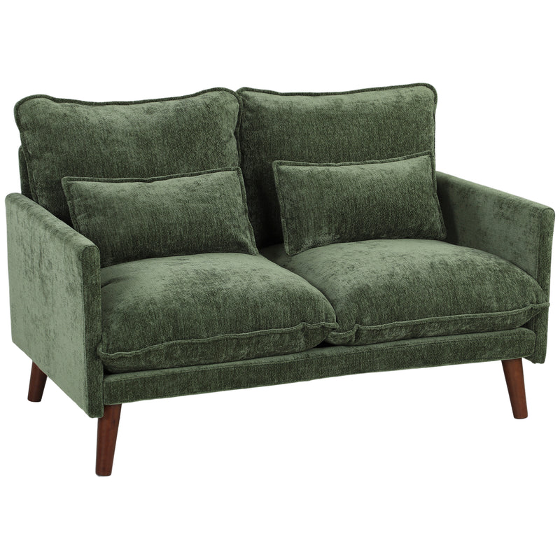 2 Seater Compact Sofa for Small Flats with Supportive Cushions and Velvet Feel Fabric Green