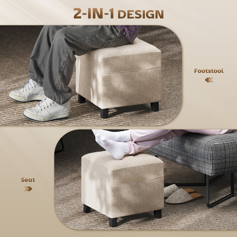 Storage Footstool with Side Pocket for Small Spaces and Extra Comfort