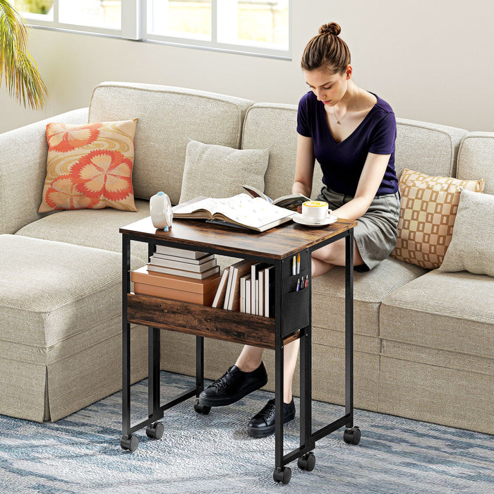 Industrial Drop Leaf Writing Desk 63 cm Space Saving Home Office Work Table