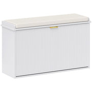 White Shoe Storage Bench with Cushioned Seat and Eight Compartments by HOMCOM