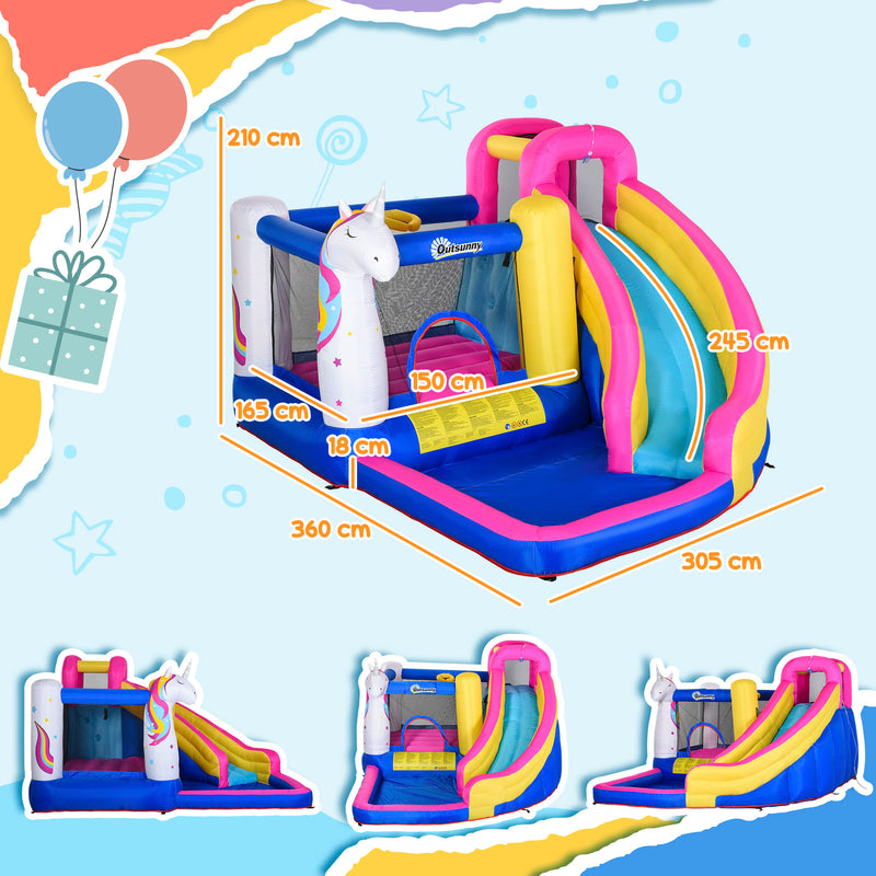 5 in 1 Kids Bouncy Castle with Slide and Blower for Outdoor Play Ages 3 to 8 Multicoloured AOSOM