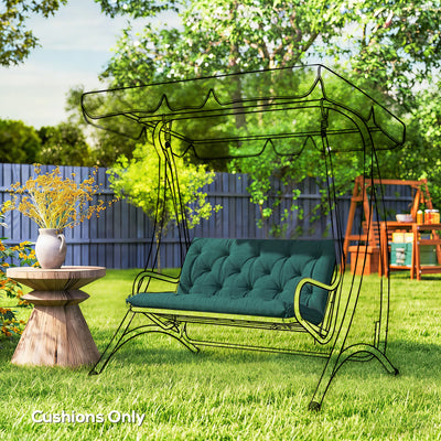 Outdoor Bench Cushion for 2 Seater Benches and Swing Chairs with Tie Fastenings Green AOSOM