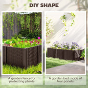 Plastic Raised Garden Bed Modular Planter Box Kit for Flowers Vegetables Herbs Brown by Outsunny