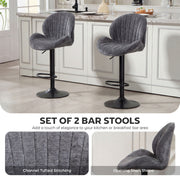 Adjustable Swivel Bar Stools with Curved Backrest for Kitchen Counters Grey and Black AOSOM