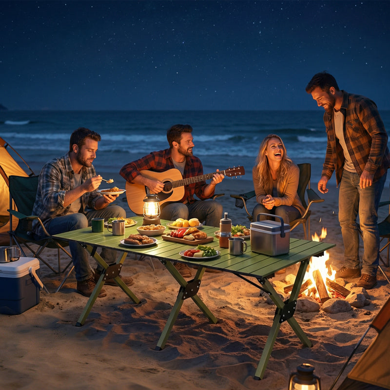 Folding Camping Table for Outdoor Picnics with Waterproof Surface and Easy Storage Green