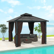 3m x 3m Hardtop Garden Gazebo with Polycarbonate Roof and Netting by Outsunny