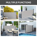 Light Grey 400 x 160cm Retractable Side Awning Privacy Screen for Garden or Patio by Outsunny
