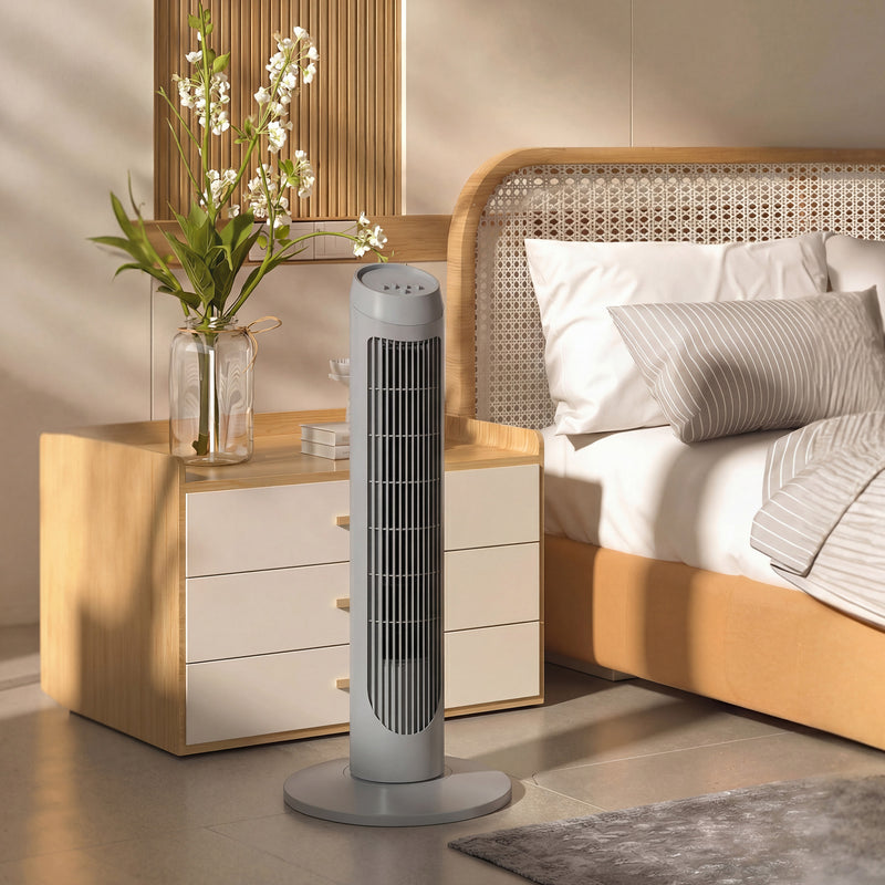 Tower Fan with Quiet Operation and Space Saving Design for Home Use Grey AOSOM