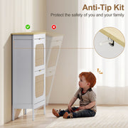 Shoe Storage Cabinet for Narrow Hallways with 2 Flip Drawers and Adjustable Shelves White Oak 80 x 24 x 95.5 cm Homcom