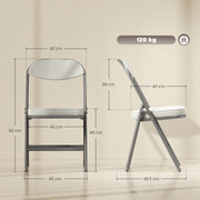 Folding Dining Chairs Set of 4 with Padded Seat for Extra Guest Seating Cream Grey Homcom