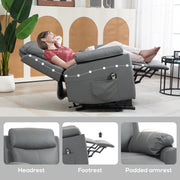 Electric Riser Recliner Chair With Adjustable Backrest For Mobility Support, Charcoal Grey