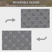 Large Reversible Outdoor Rug for Camping Garden or Picnic Lightweight Plastic Mat Black White  182L x 274W