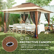Brown 3.6 x 3.6m Pop Up Garden Gazebo with Mesh Sides for Outdoor Events by Outsunny