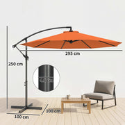 3m Orange Cantilever Parasol with Cross Base for Unobstructed Garden Shade Outsunny