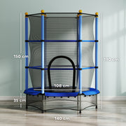 Kids Trampoline With Safety Enclosure For Indoor Or Garden Play 4ft 6in Blue AOSOM