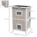 2 Tier Wooden Outdoor Cat Shelter with Removable Base and Escape Doors, Light Grey