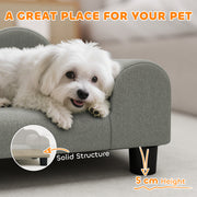 Elevated Dog Sofa Bed with Backrest and Armrests for Small Pets Ideal for Indoors Grey