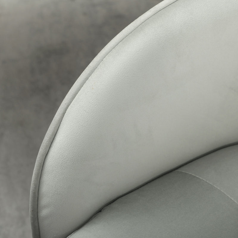 Velvet Swivel Office Chair With Padded Seat And Adjustable Height For Home Workspace Grey