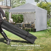 3x3m Pop Up Gazebo with Sidewalls and Wheeled Bag Ideal for Garden Parties Light Grey AOSOM