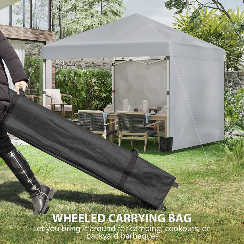 3x3m Pop Up Gazebo with Sidewalls and Wheeled Bag Ideal for Garden Parties Light Grey AOSOM