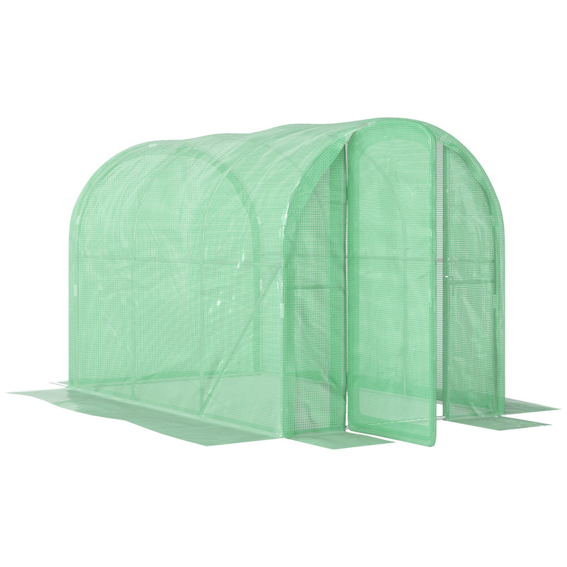 Walk in Polytunnel Greenhouse with Hinged Door and PE Cover 3x2m by Outsunny