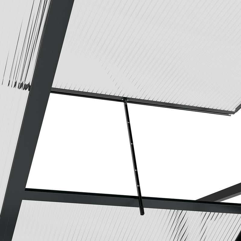 Large Walk In Polycarbonate Greenhouse With Sliding Door For Garden Plant Growth Grey