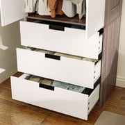 Two Door Wardrobe with Drawers for Bedroom Storage, White and Brown by HOMCOM