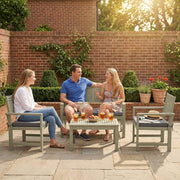 Outsunny 4 Seater Wooden Garden Furniture Set with Loveseat, Armchairs, Table, Acacia Wood Garden Sofa Set, Light Grey AOSOM
