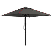 Grey and Red 215cm Square Garden Parasol with Contrast Piping for Stylish Shade