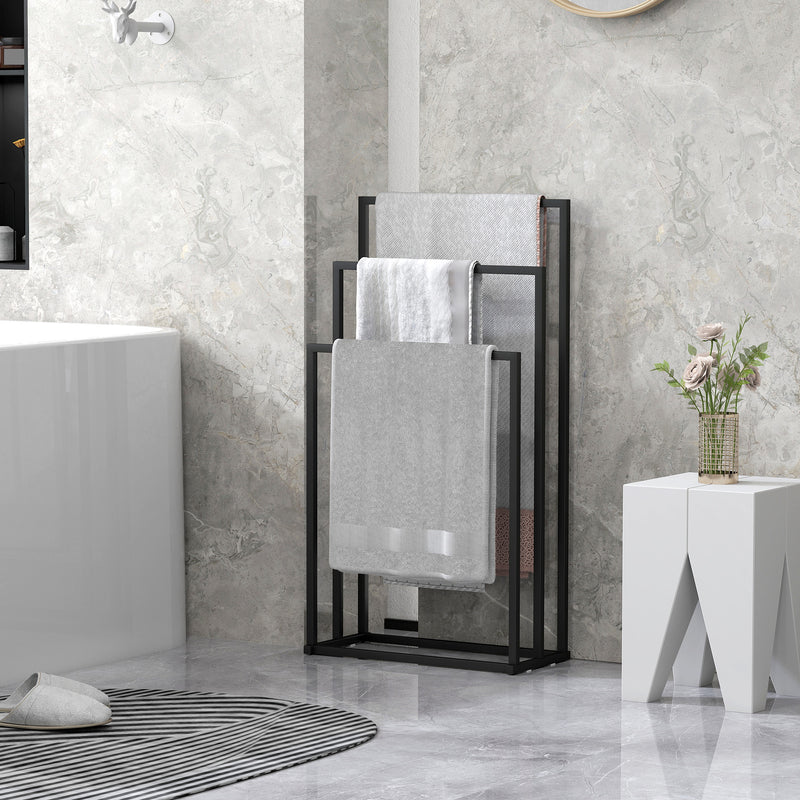 Freestanding Towel Rack for Quick Drying and Storage in Small Bathrooms Black Homcom