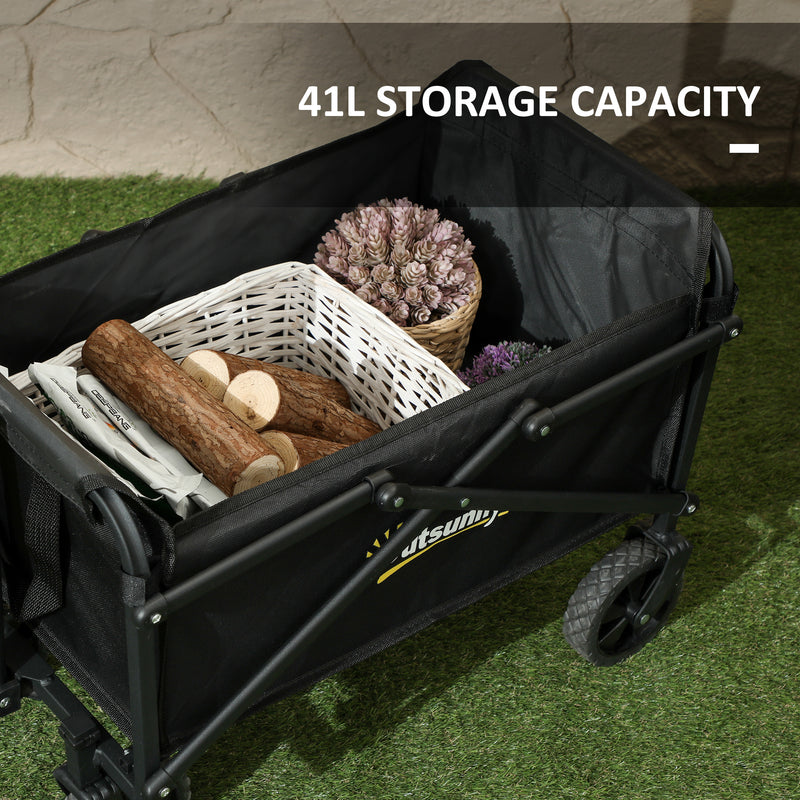 41L Folding Festival Trolley on Wheels 60kg Heavy Duty Garden Cart by Outsunny