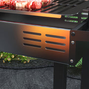Charcoal Rotisserie BBQ Grill Roaster With Adjustable Grate And Side Shelves For Chicken