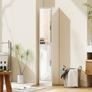 Tall Bathroom Cabinet with Mirror and Adjustable Shelf for Extra Storage, High Gloss White